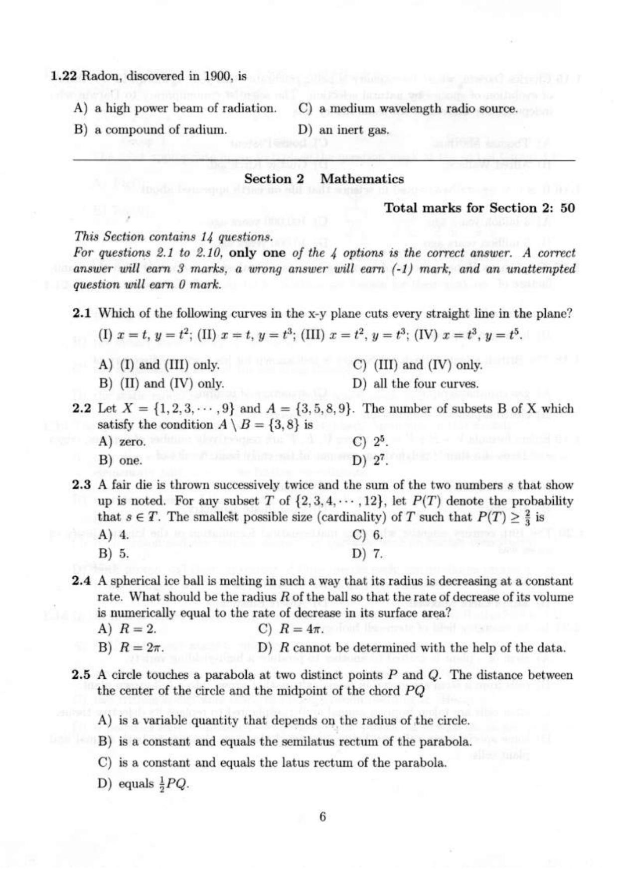 NEST 2009 Question Paper - Page 8