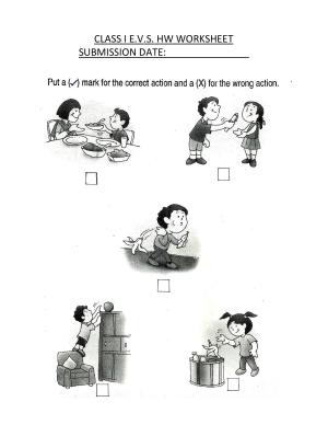 Worksheet for Class 1 EVS Actions Assignment