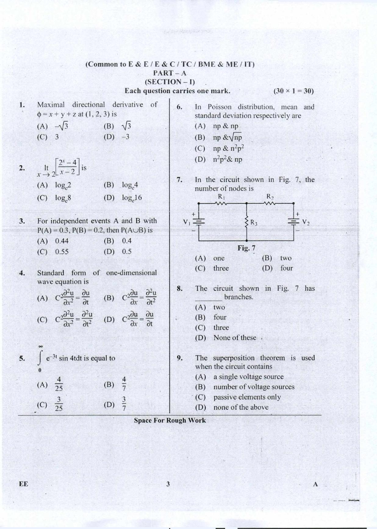Karnataka PGCET 2018 Electrical Sciences Question Paper - Page 3