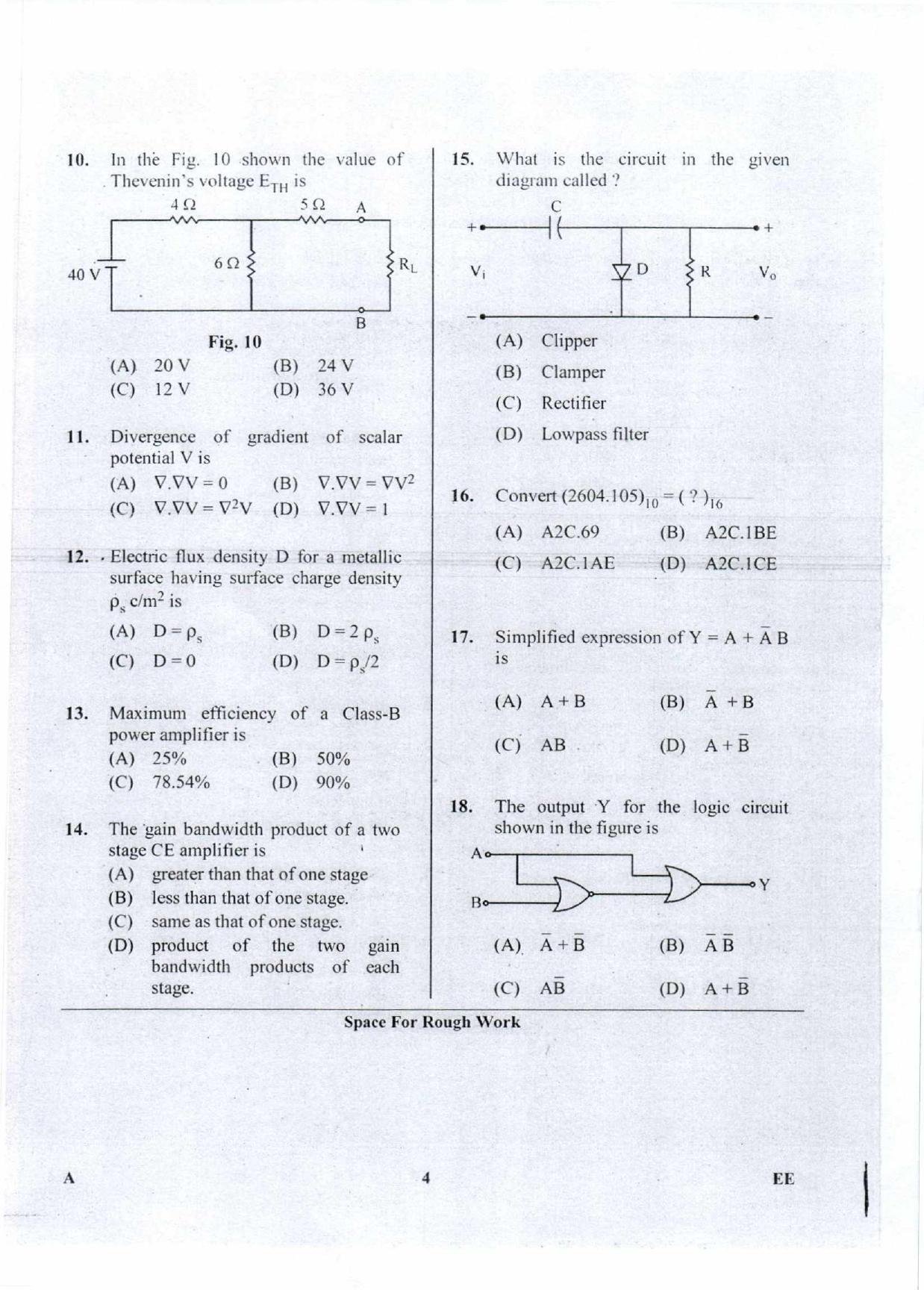 Karnataka PGCET 2018 Electrical Sciences Question Paper - Page 4