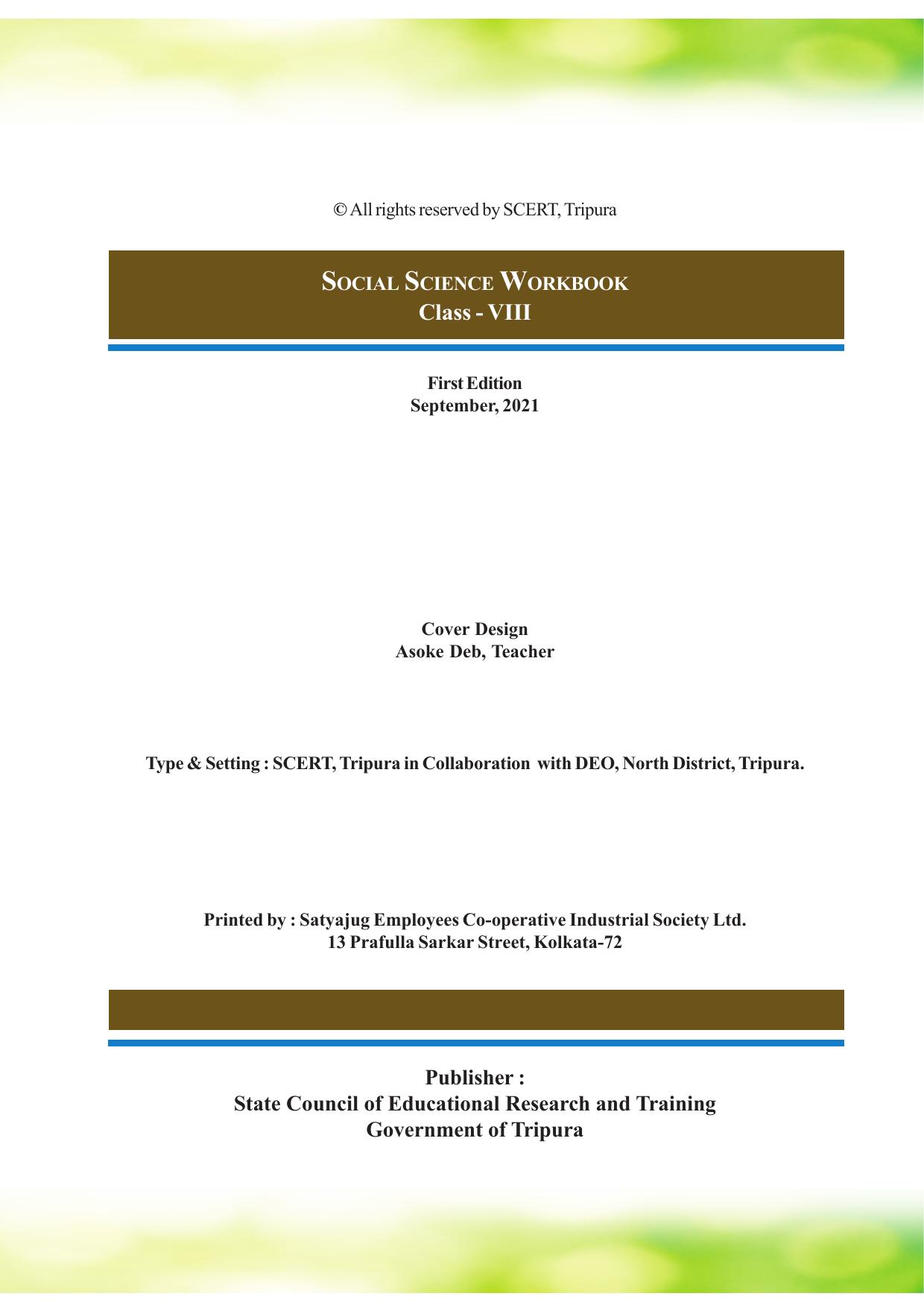 Tripura Board Class 8 Social Science English Version Workbooks - Page 2