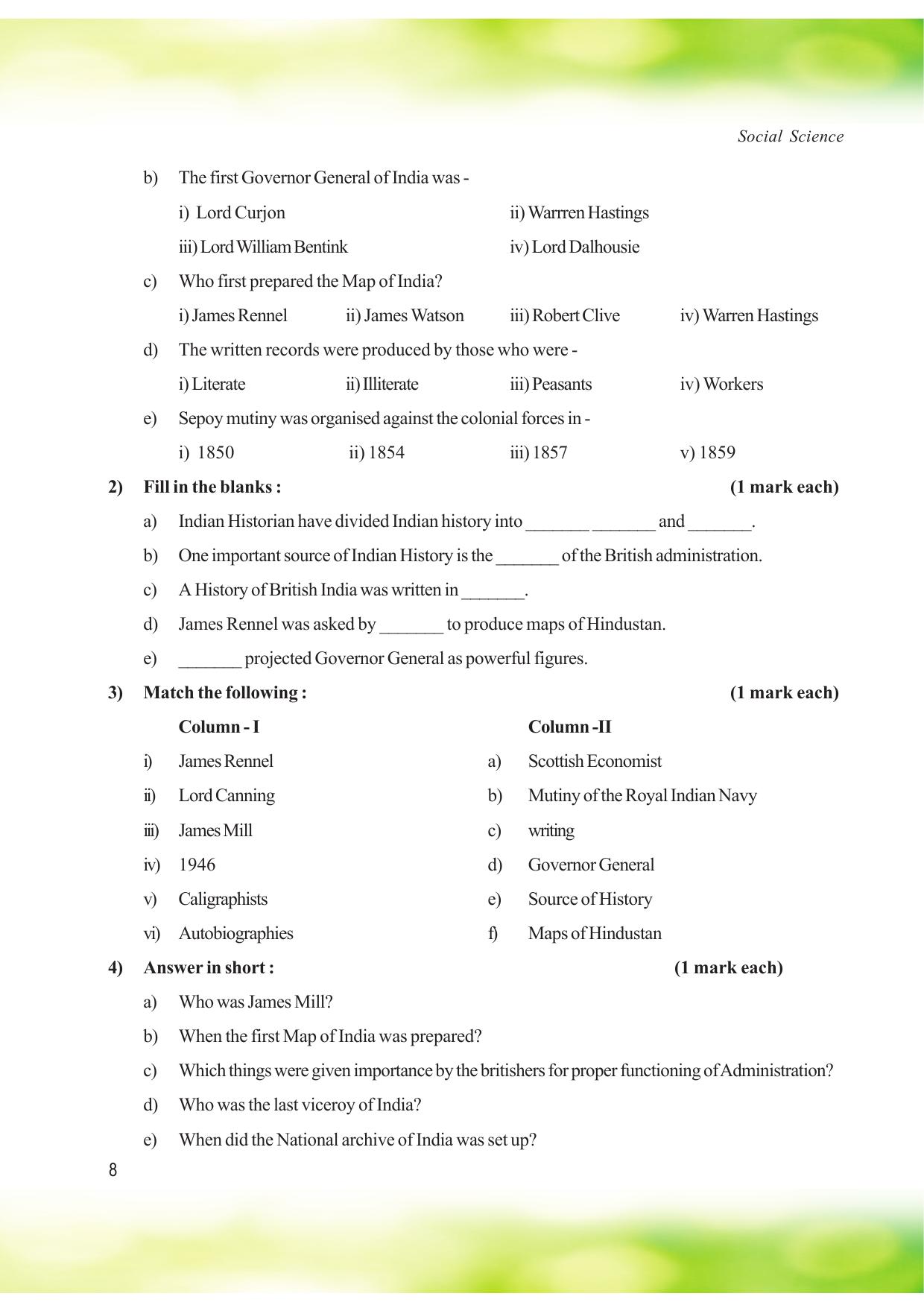 Tripura Board Class 8 Social Science English Version Workbooks - Page 8