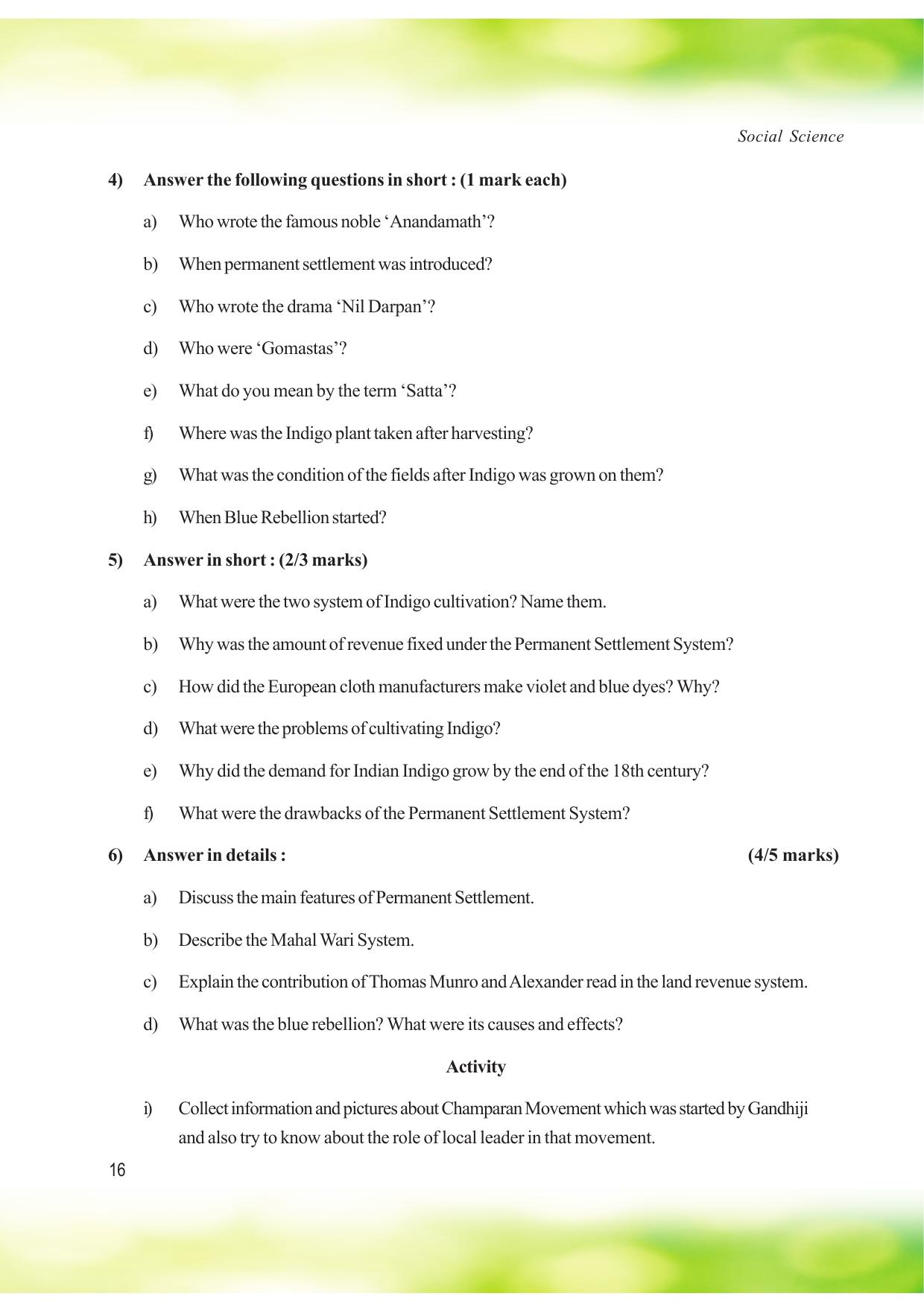 Tripura Board Class 8 Social Science English Version Workbooks - Page 16