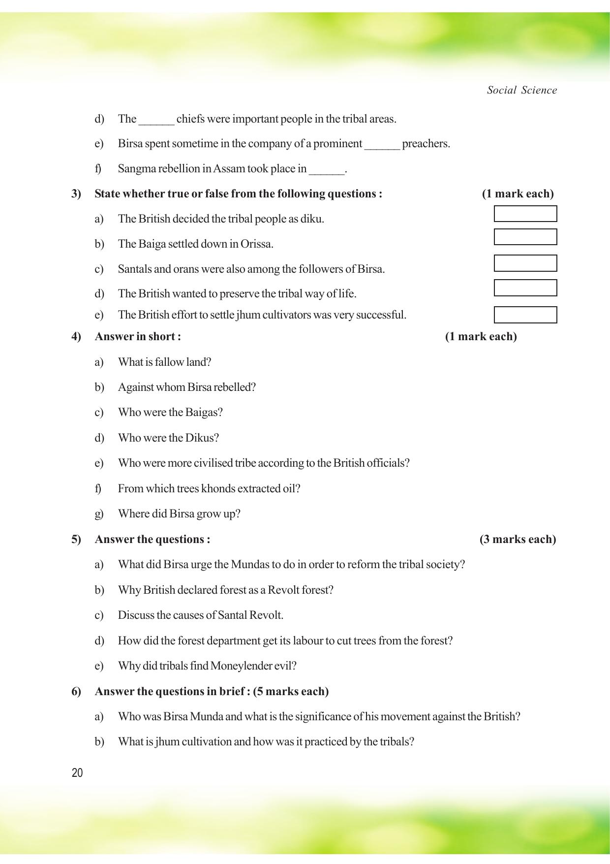Tripura Board Class 8 Social Science English Version Workbooks - Page 20