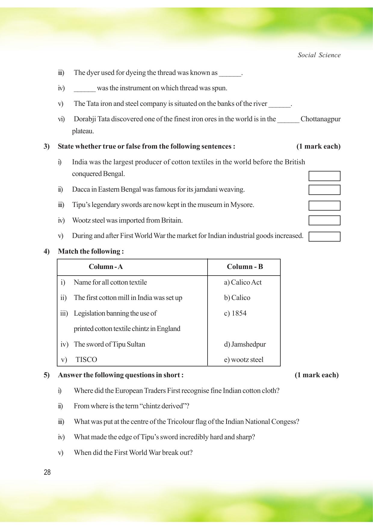 Tripura Board Class 8 Social Science English Version Workbooks - Page 28