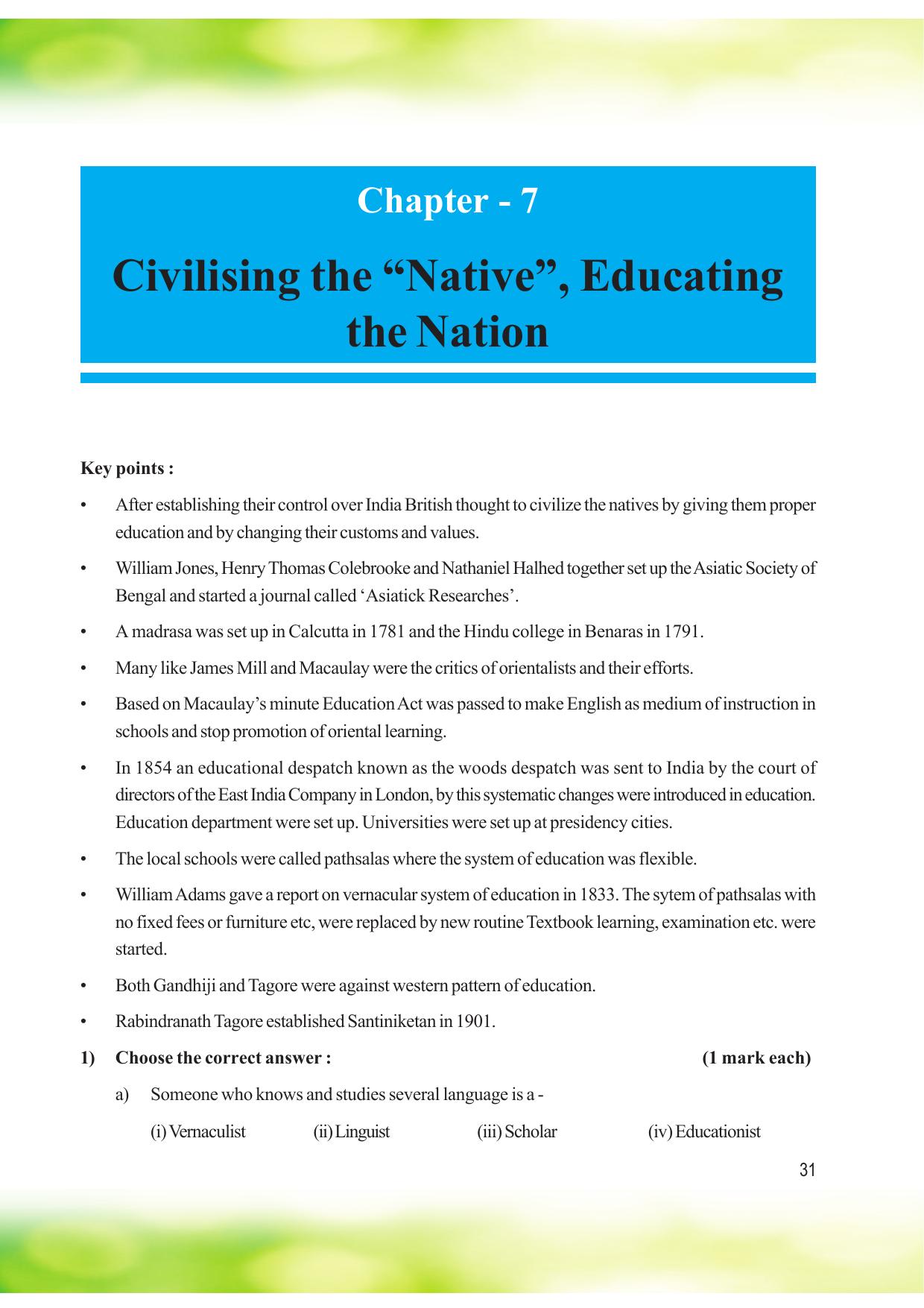 Tripura Board Class 8 Social Science English Version Workbooks - Page 31