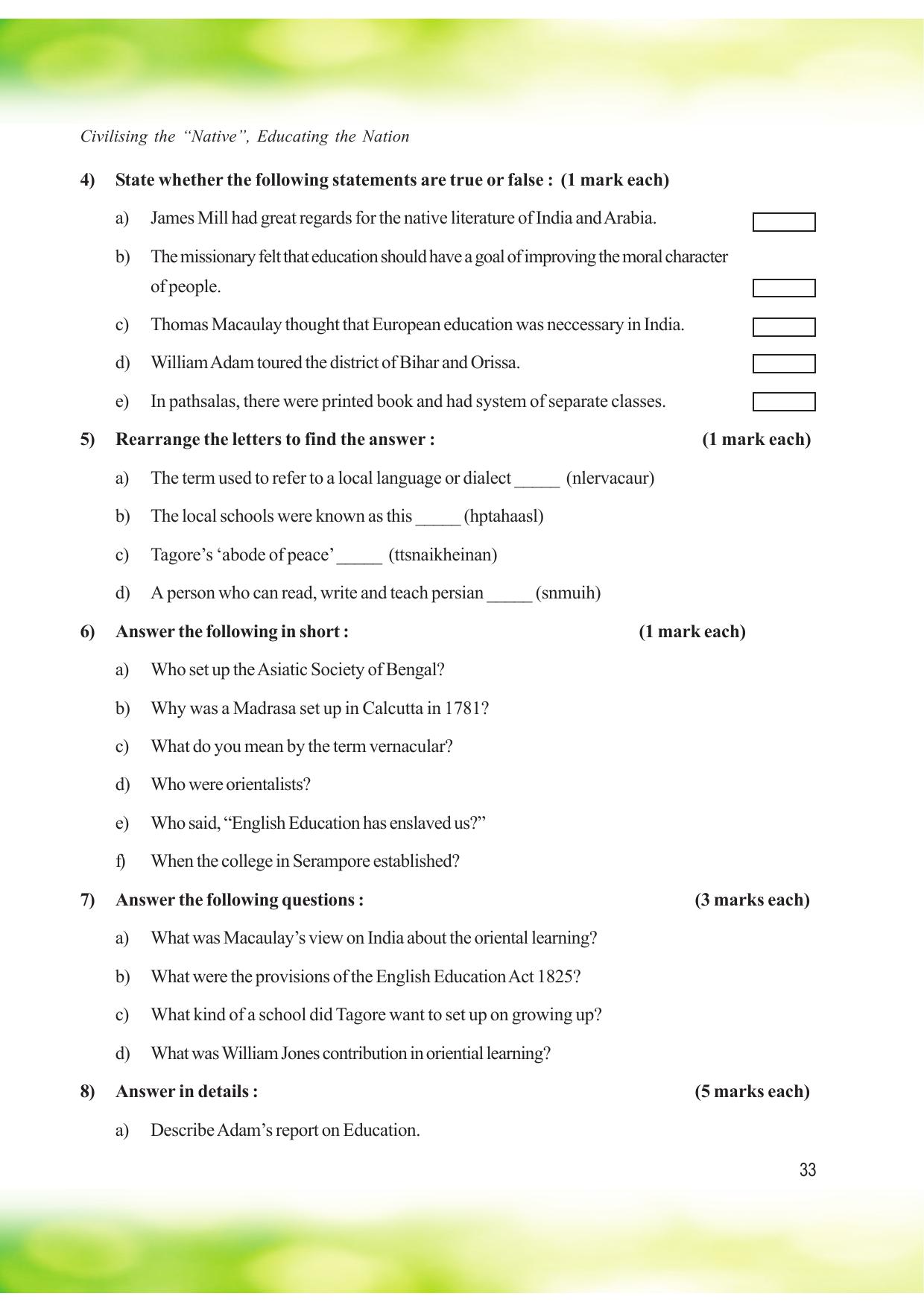 Tripura Board Class 8 Social Science English Version Workbooks - Page 33
