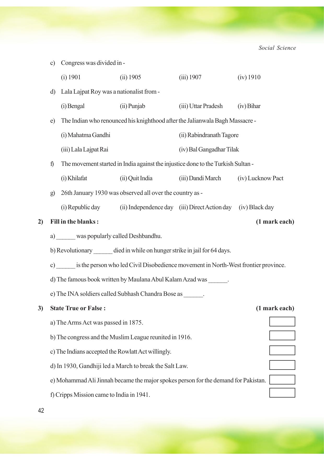 Tripura Board Class 8 Social Science English Version Workbooks - Page 42