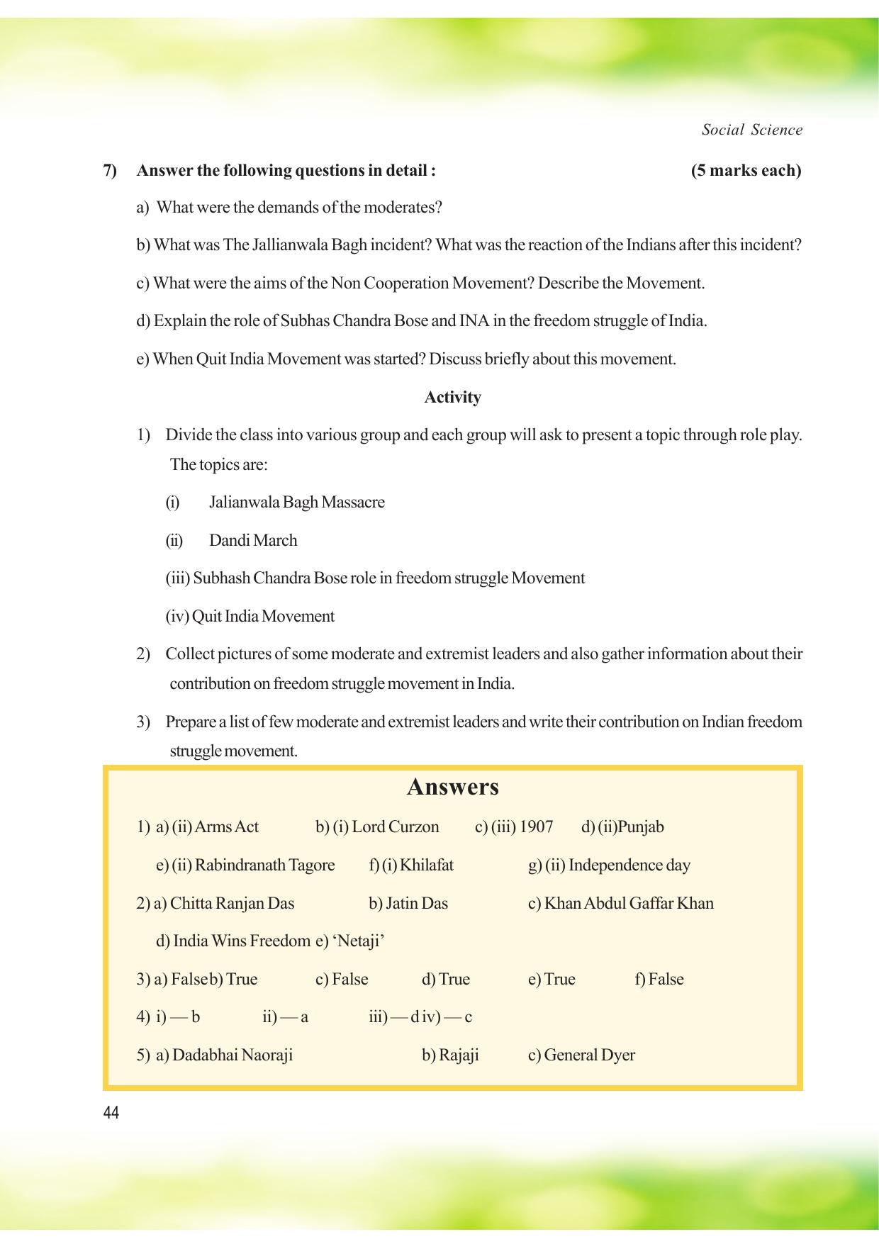 Tripura Board Class 8 Social Science English Version Workbooks - Page 44