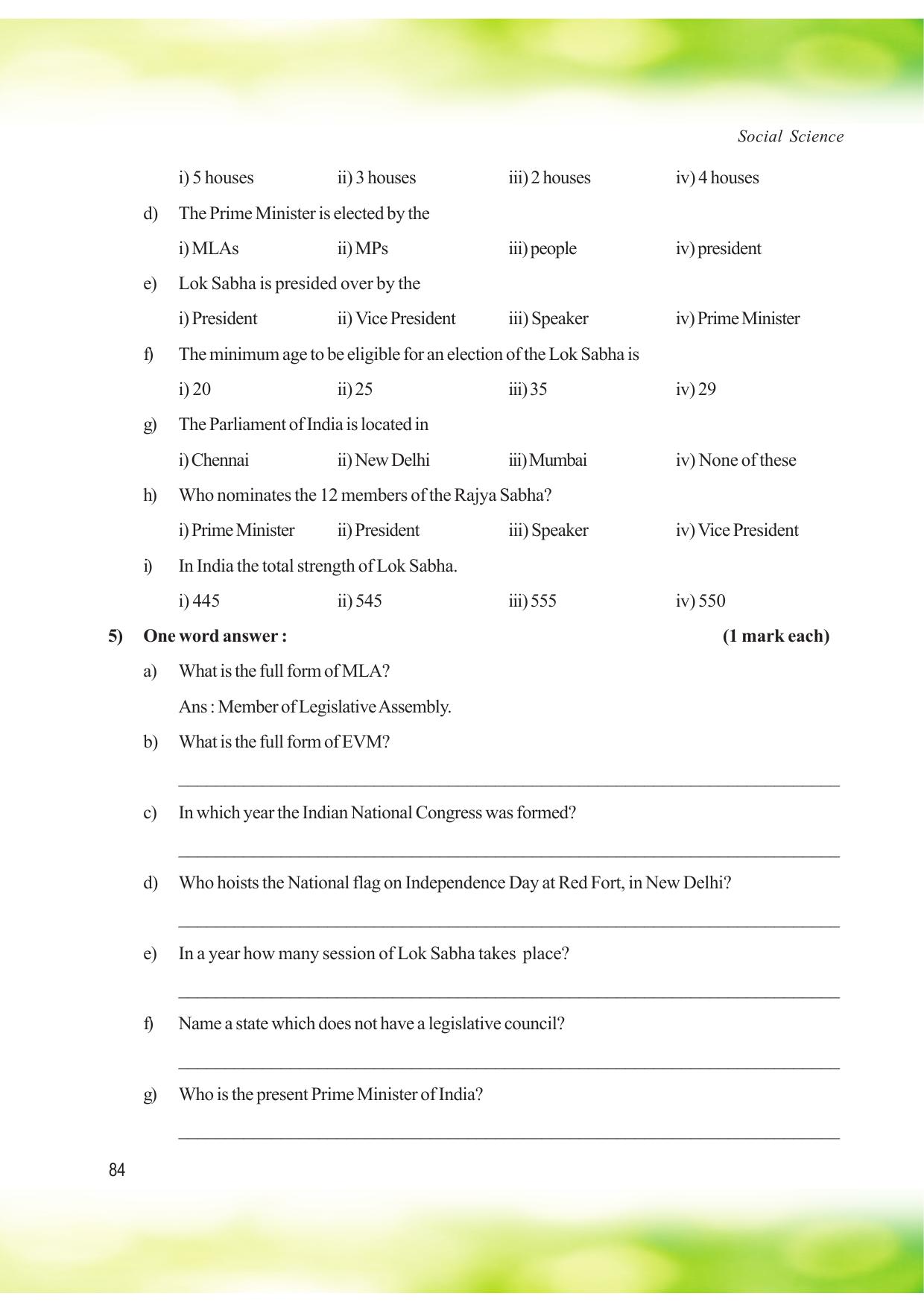 Tripura Board Class 8 Social Science English Version Workbooks - Page 84
