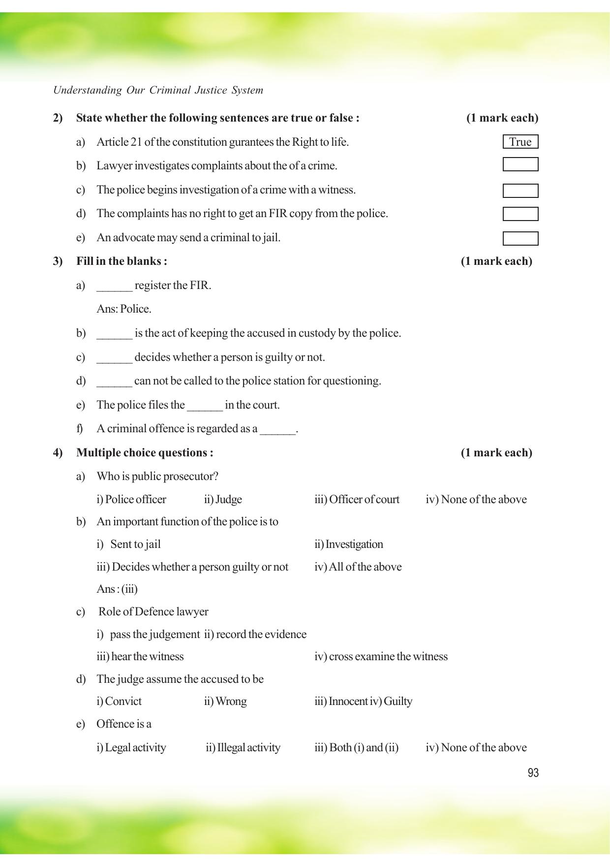 Tripura Board Class 8 Social Science English Version Workbooks - Page 93
