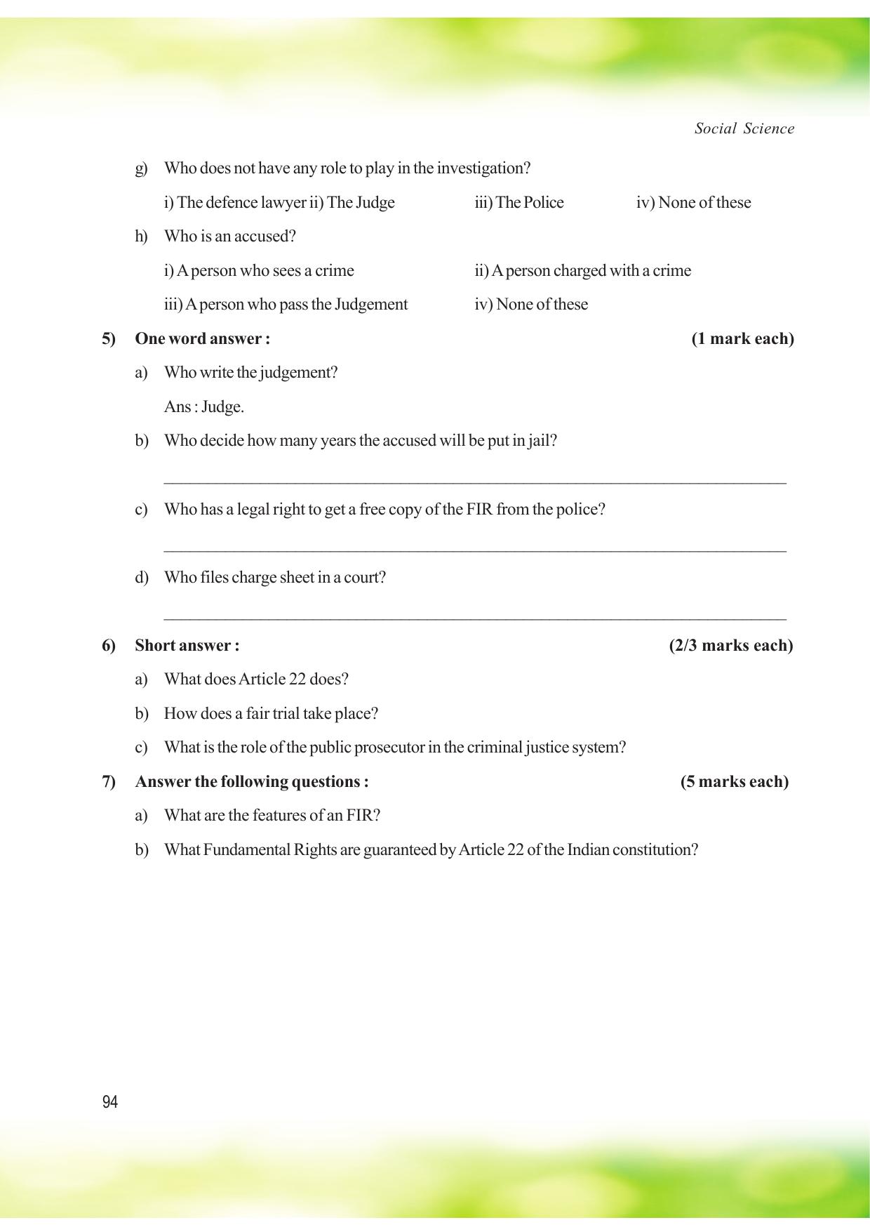 Tripura Board Class 8 Social Science English Version Workbooks - Page 94