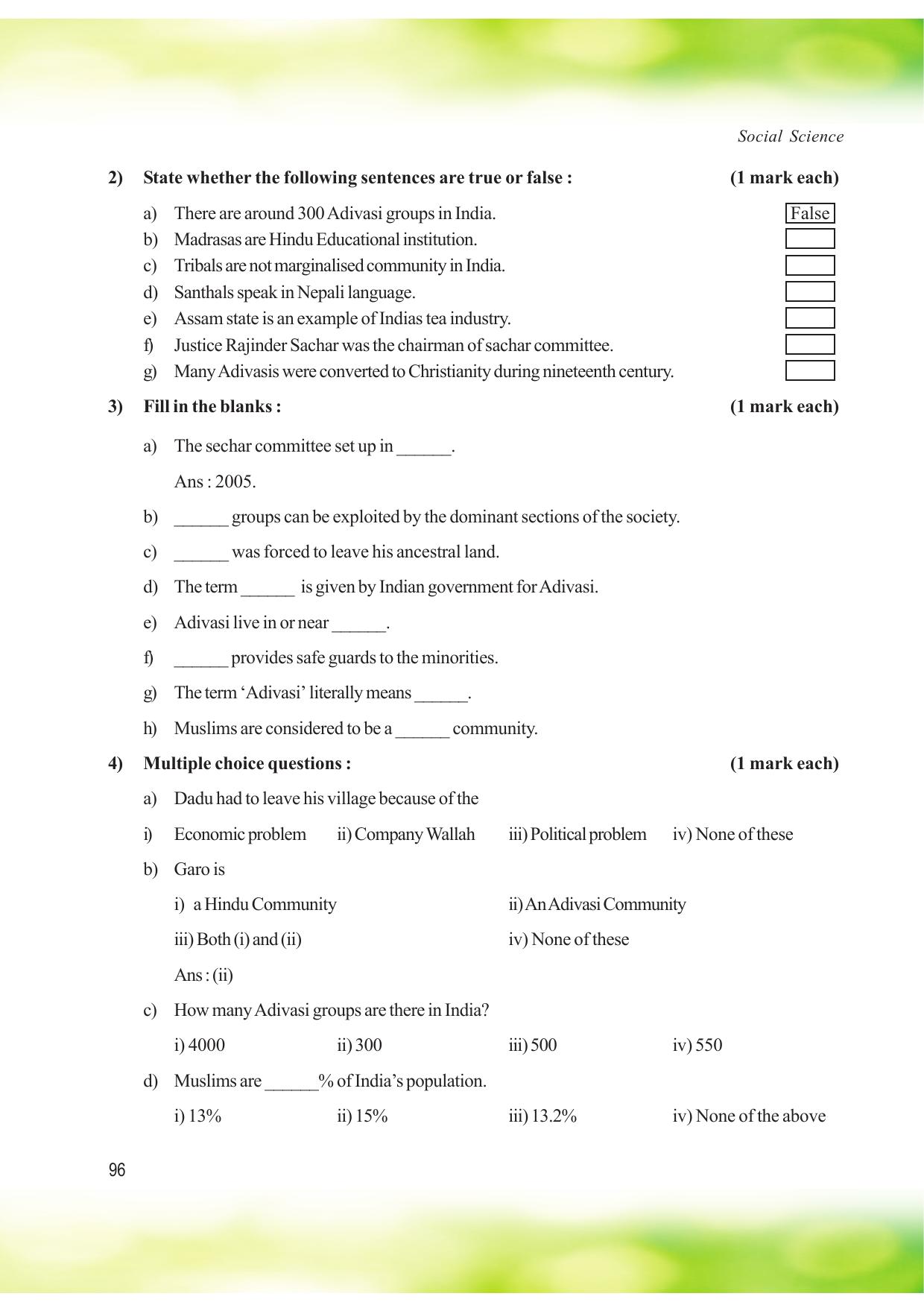 Tripura Board Class 8 Social Science English Version Workbooks - Page 96