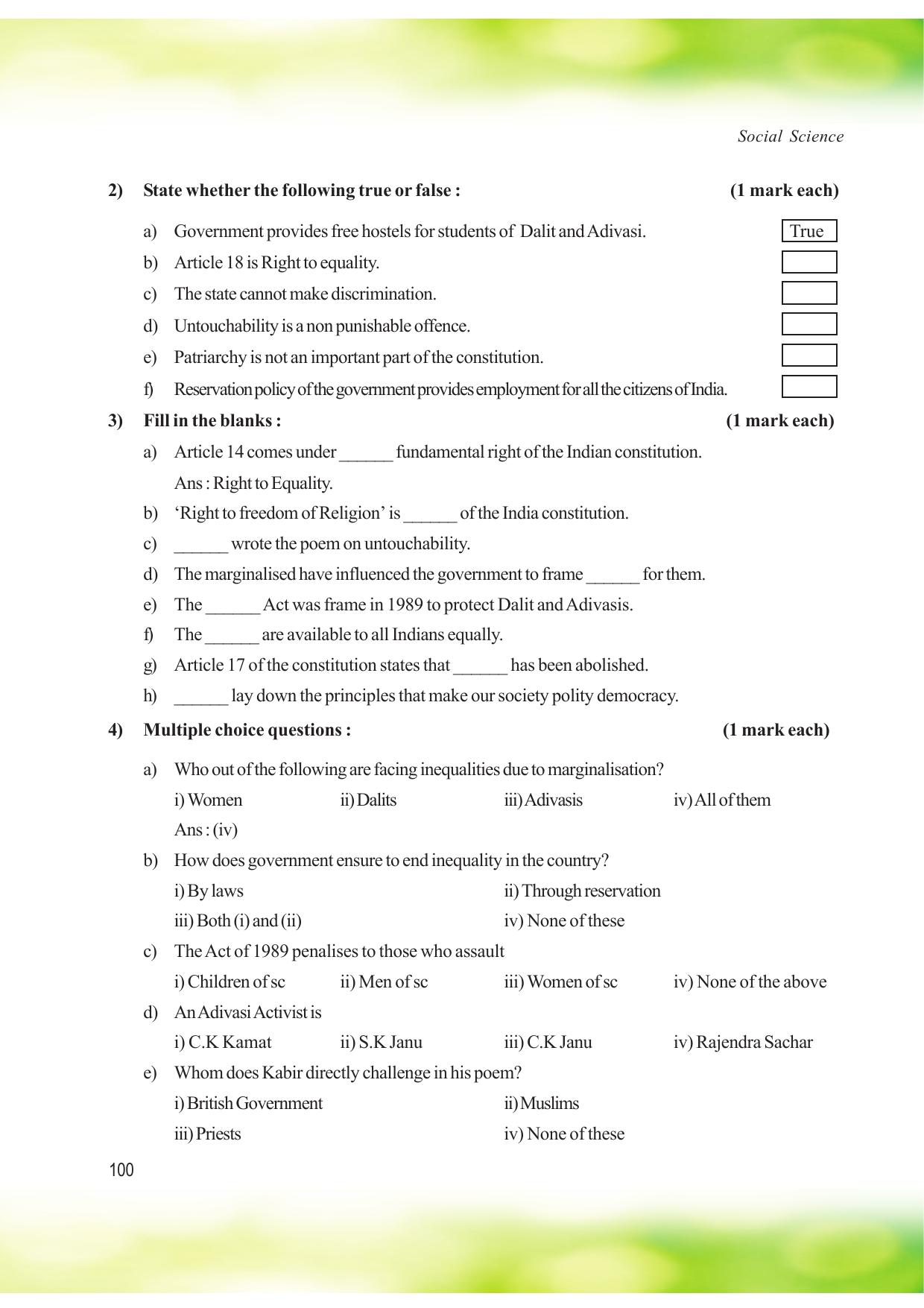 Tripura Board Class 8 Social Science English Version Workbooks - Page 100