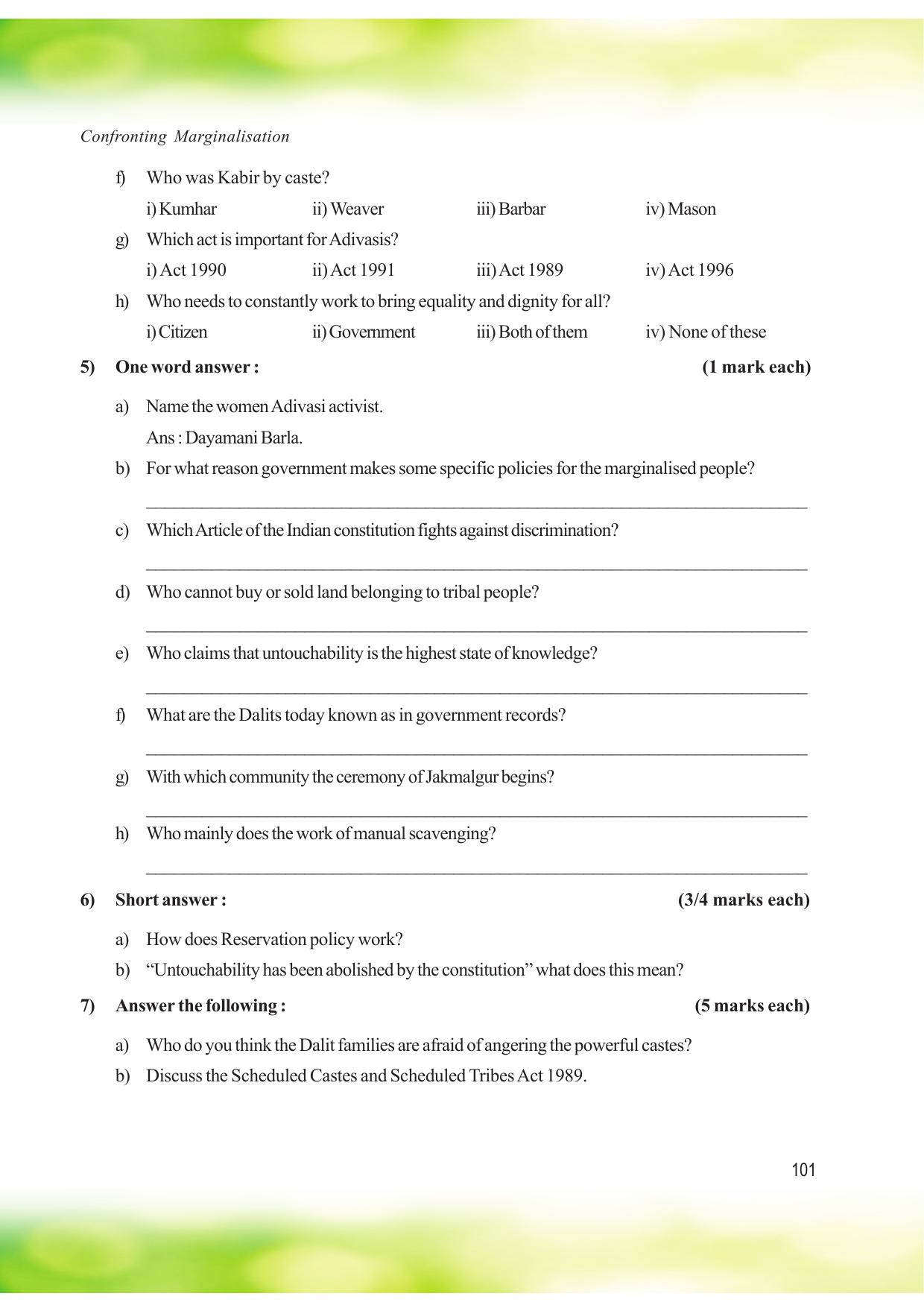 Tripura Board Class 8 Social Science English Version Workbooks - Page 101