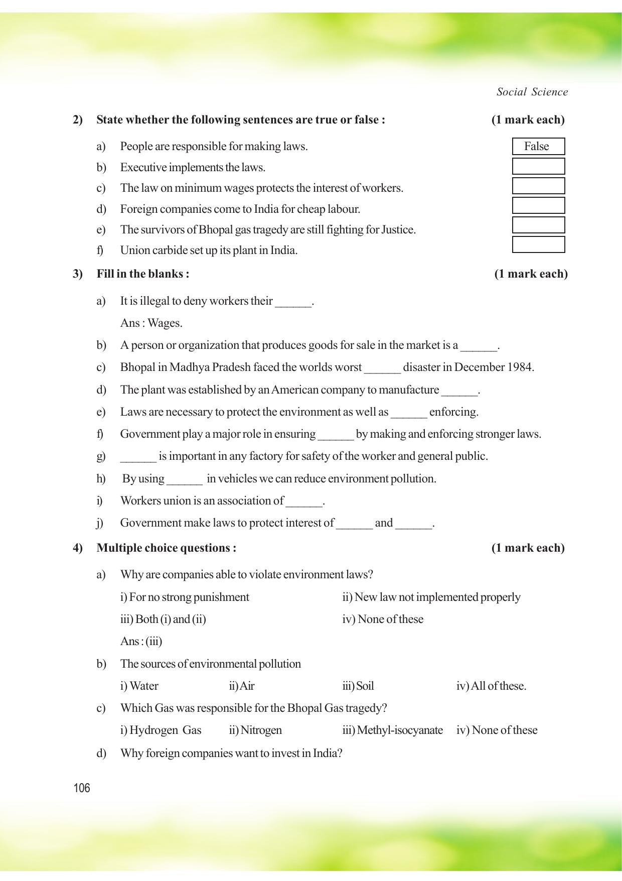 Tripura Board Class 8 Social Science English Version Workbooks - Page 106