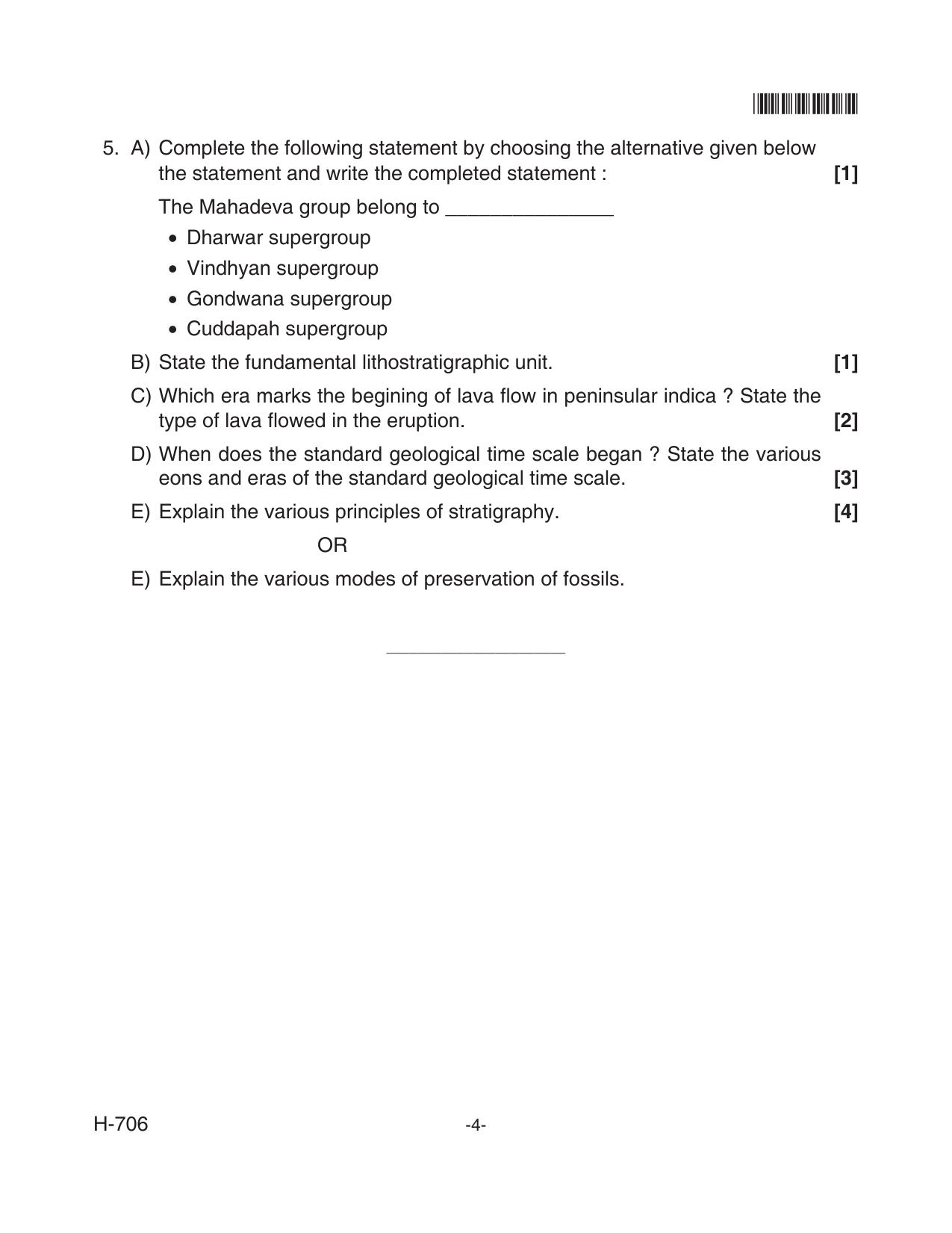 Goa Board Class 12 Geology  706 New Pattern (June 2018) Question Paper - Page 4