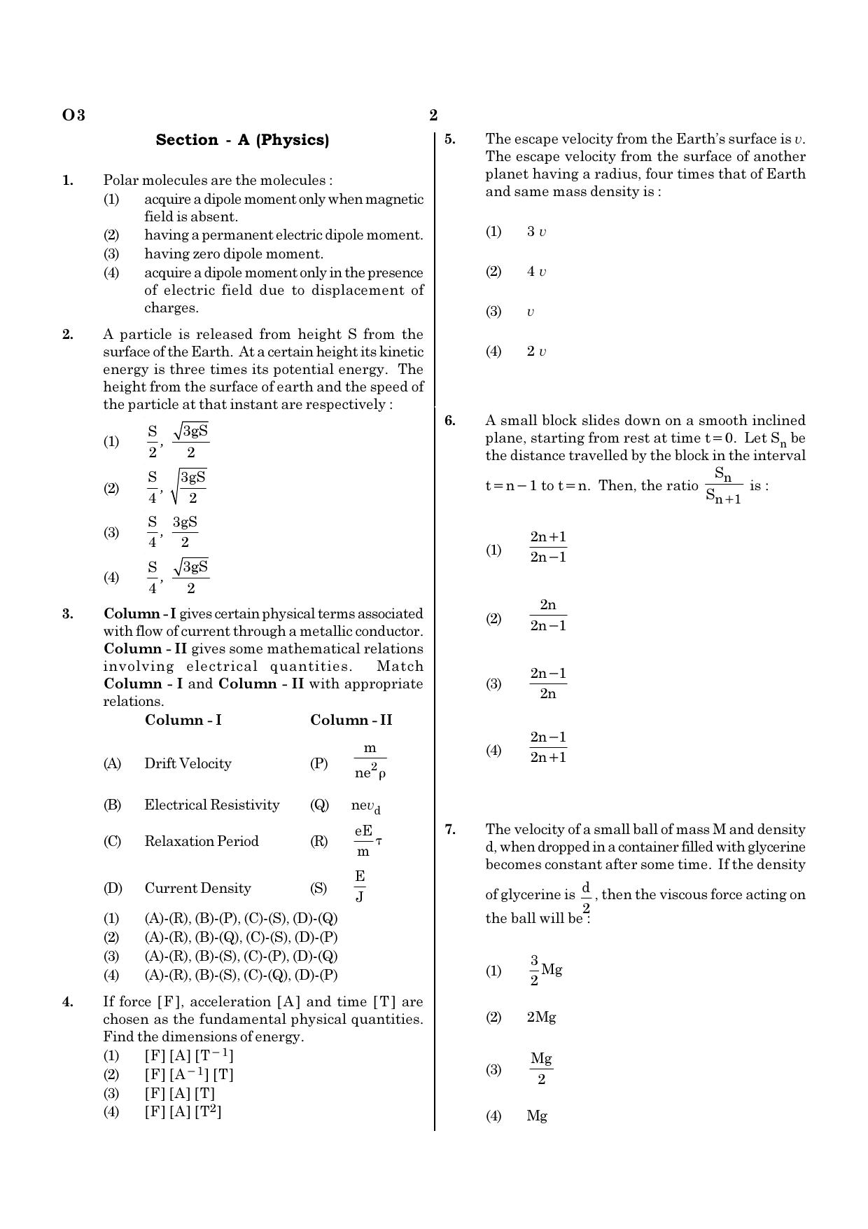 NEET O3 2021 Question Paper - Page 2