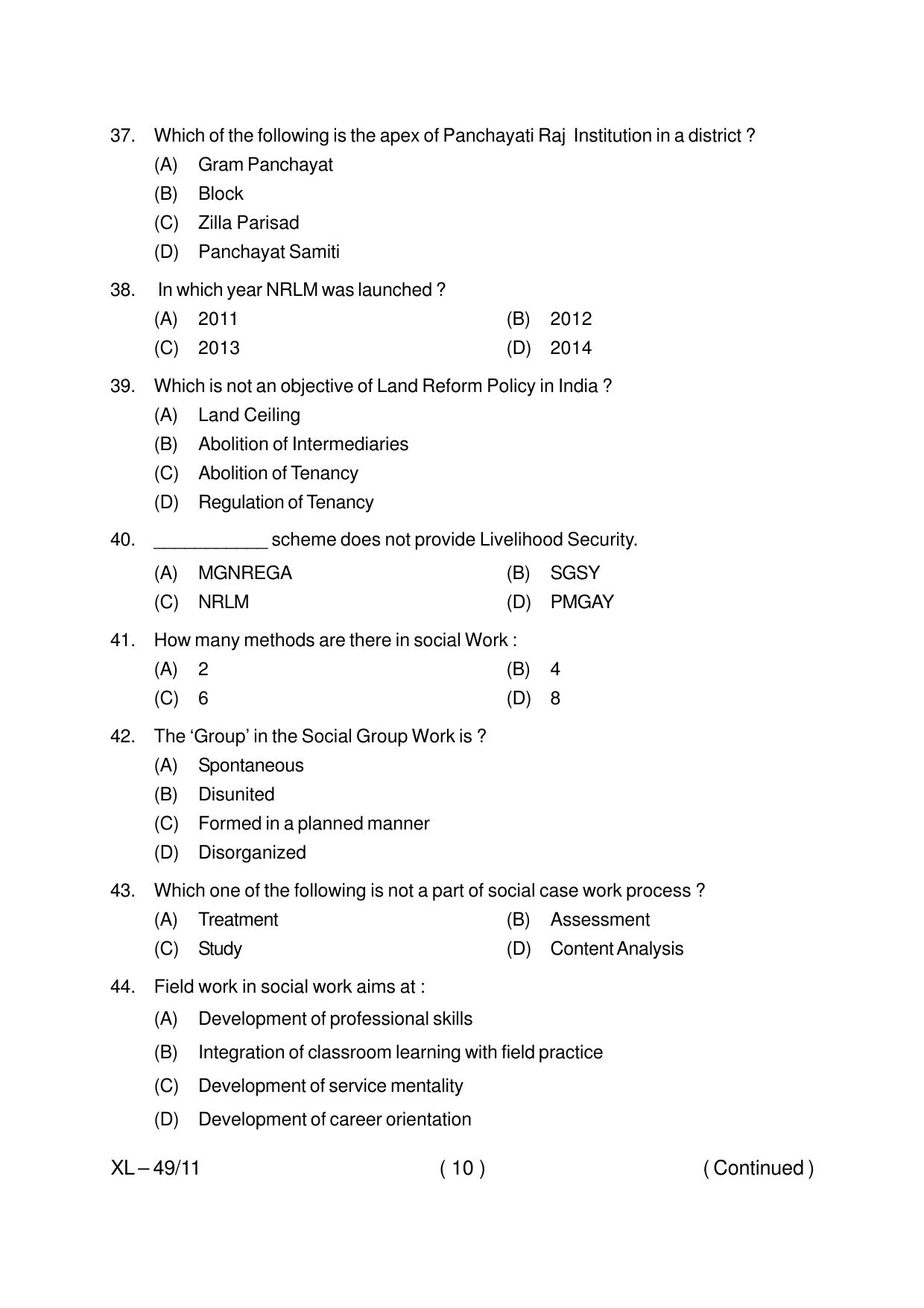 Odisha CPET SOCIOLOGY 2020 Question Paper - Page 10