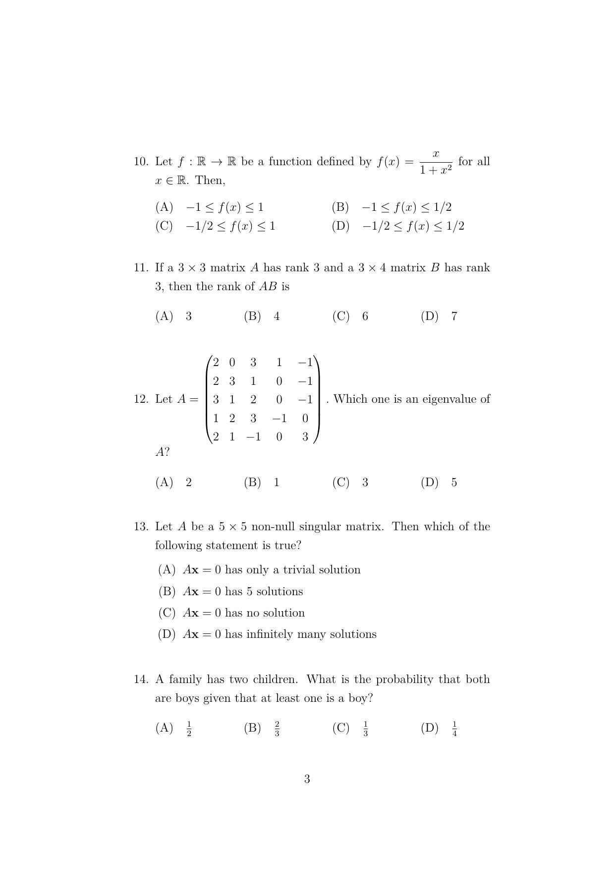 ISI Admission Test M.S.(QE) PEA 2022 Sample Paper - Page 3