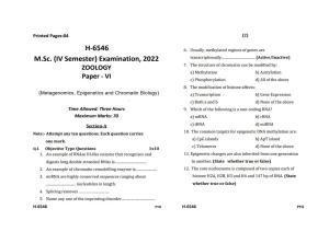 Sarguja University Question Paper July-2022 :  M.Sc. In Zoology (Fourth sem.) Metagenomics-Epigenetics-Chromatin Biology Paper 1