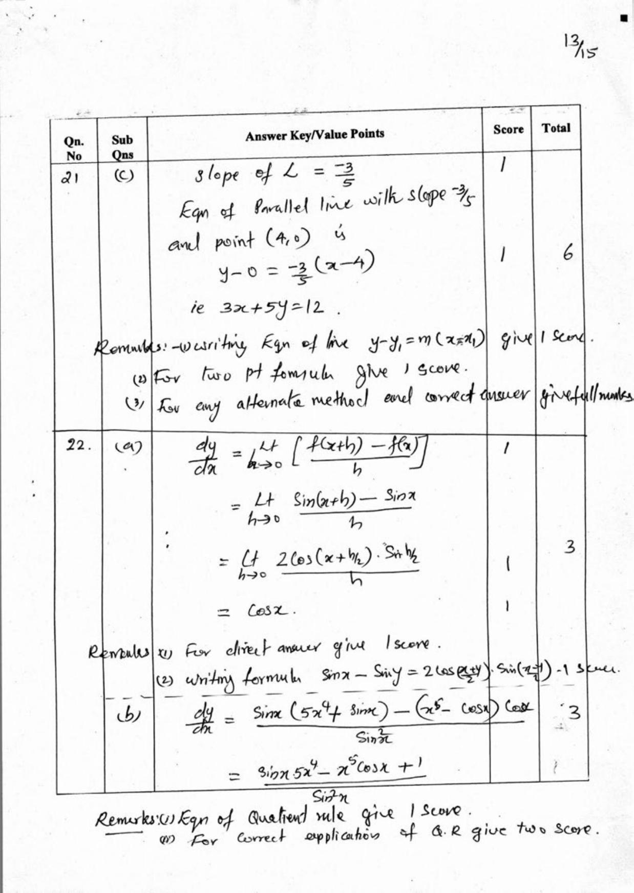 Kerala Plus One 2018 Maths Answer Key - Page 13