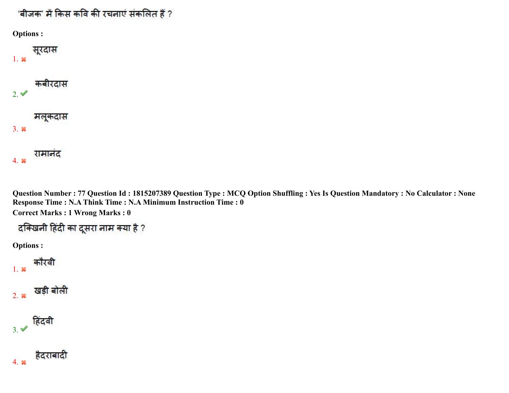 TS CPGET 2023 M A Hindi (Shift 2) Question Paper with Answer Key - Page 43