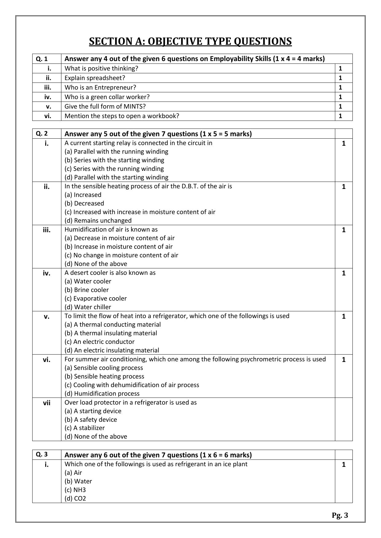 CBSE Class 12 (Skill Education) Air-Conditioning & Refrigeration 2024 Sample Paper - Page 3