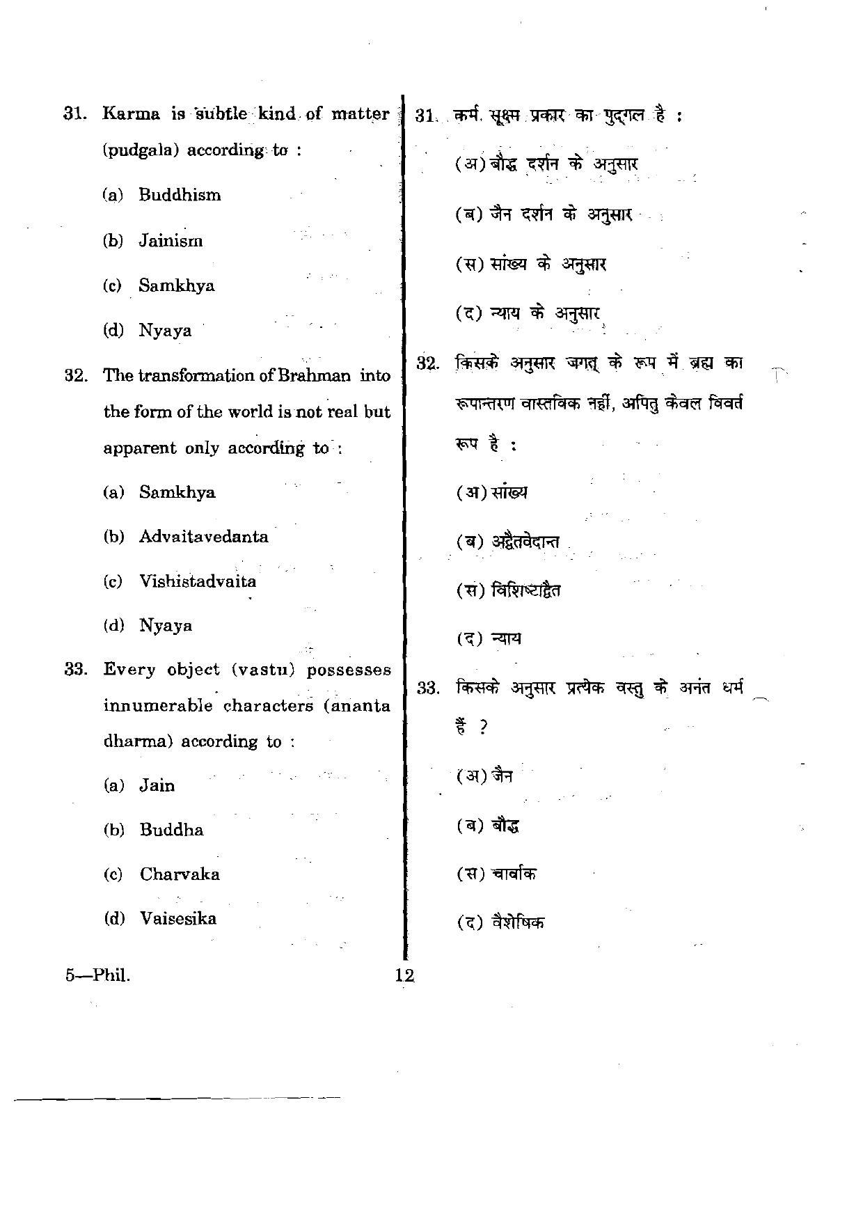 URATPG Philosophy 2012 Question Paper - Page 12