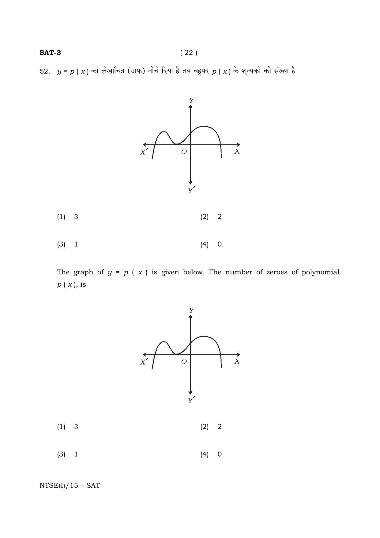 NTSE 2015 (Stage II) SAT Question Paper - Page 22