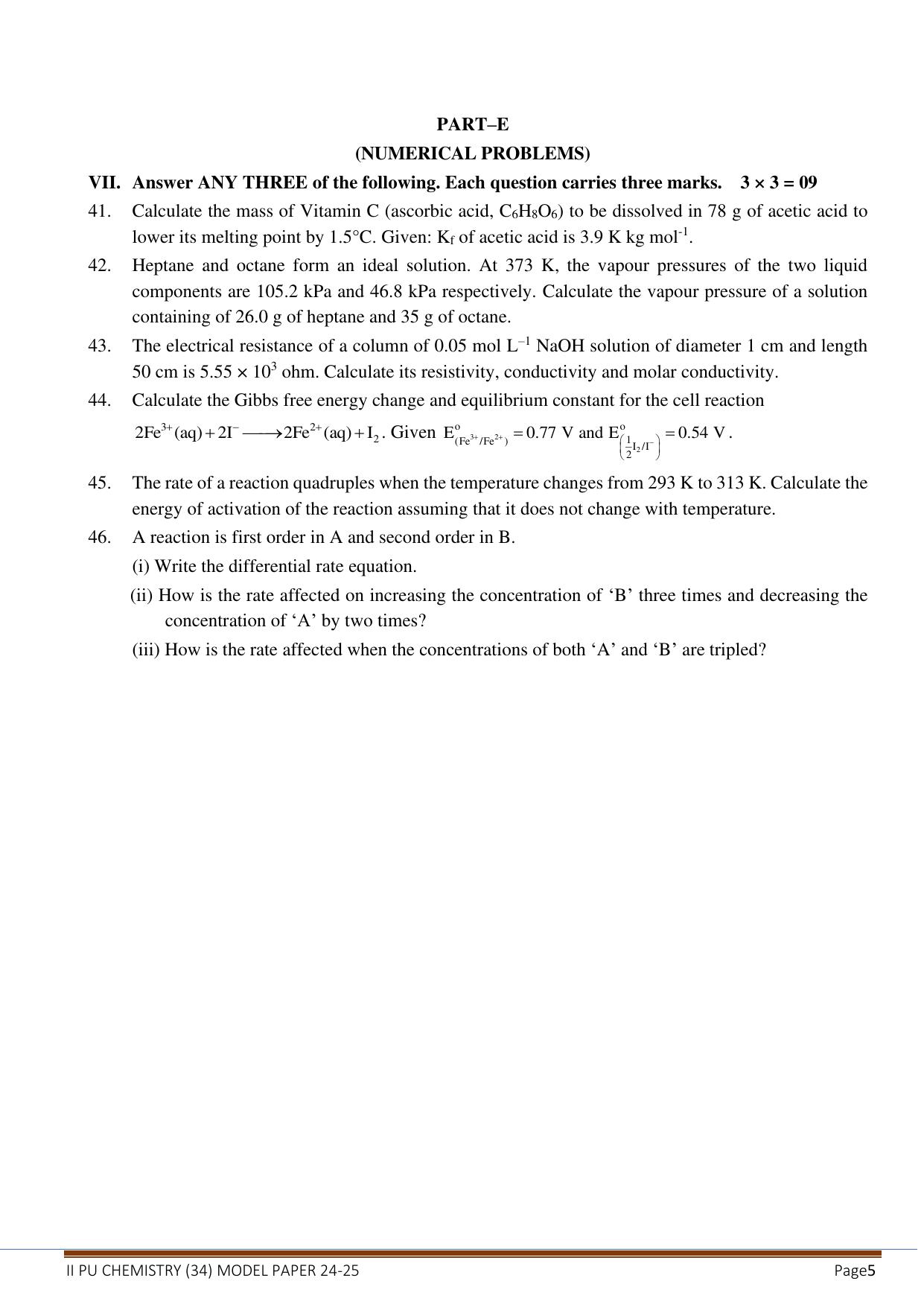 Karnataka II PUC Chemistry Model Question Paper II 2025 - Page 5