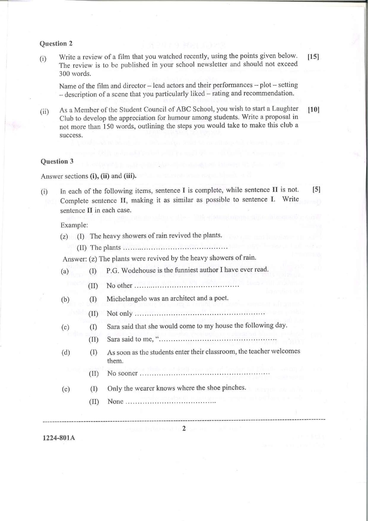 ISC Class 12 English Language 2024 Question Paper - Page 2