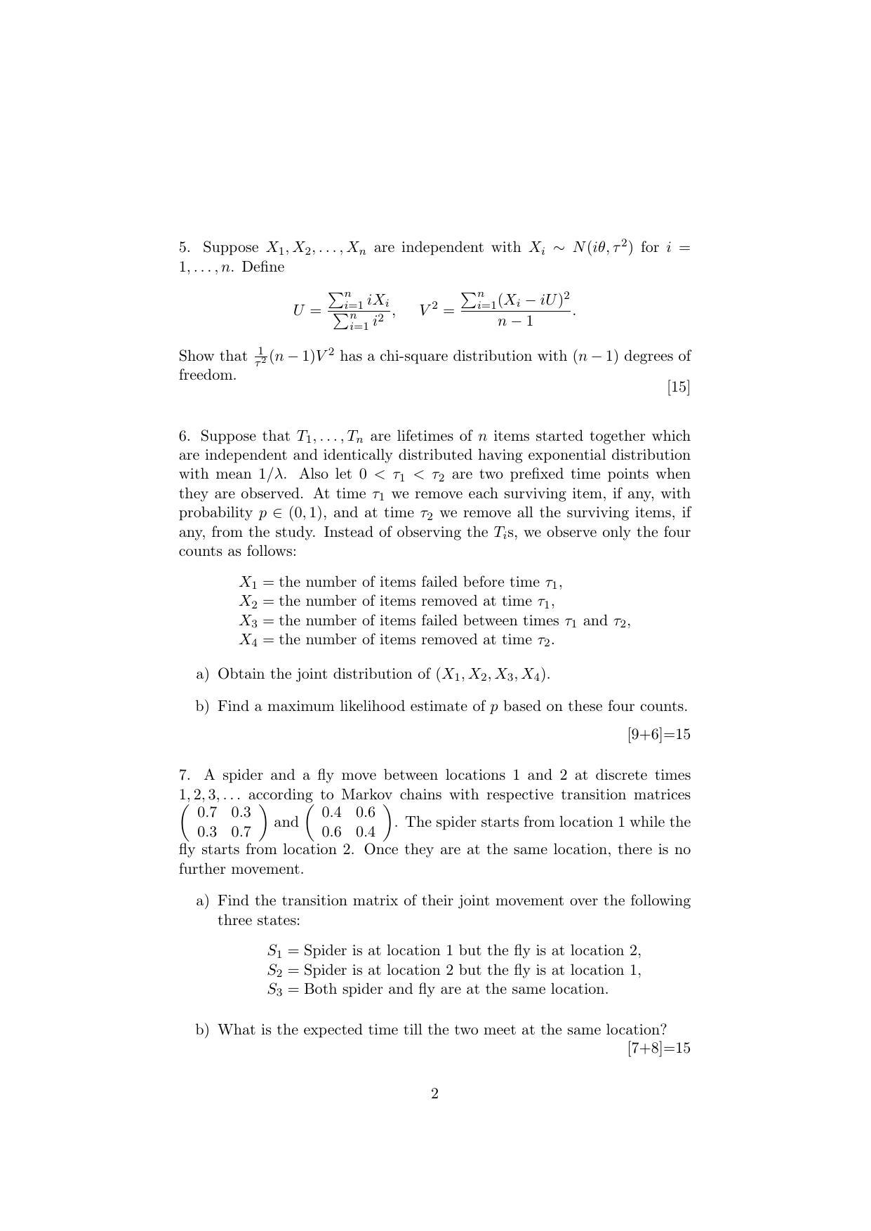 ISI Admission Test JRF in Statistics STB 2019 Sample Paper - Page 2