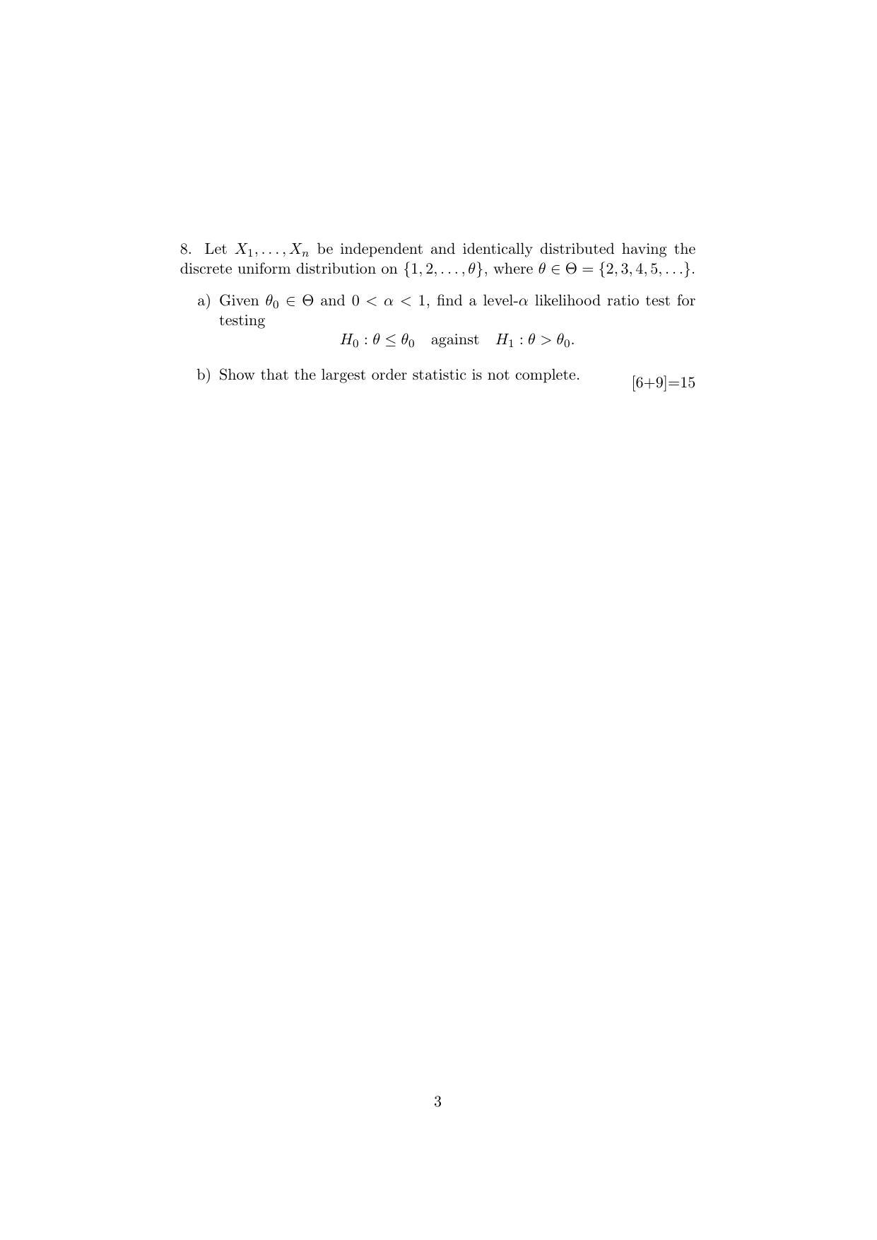 ISI Admission Test JRF in Statistics STB 2019 Sample Paper - Page 3