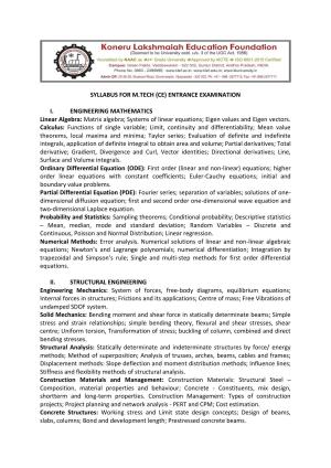 KLEEE M.TECH (CE) Syllabus