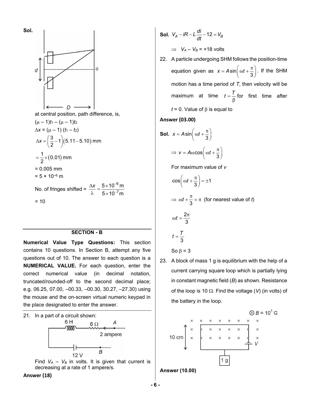 JEE Mains 2023: 30th January 2023 Shift-1 (Morning) Question Paper With Solution (January, Session-1) - Page 5