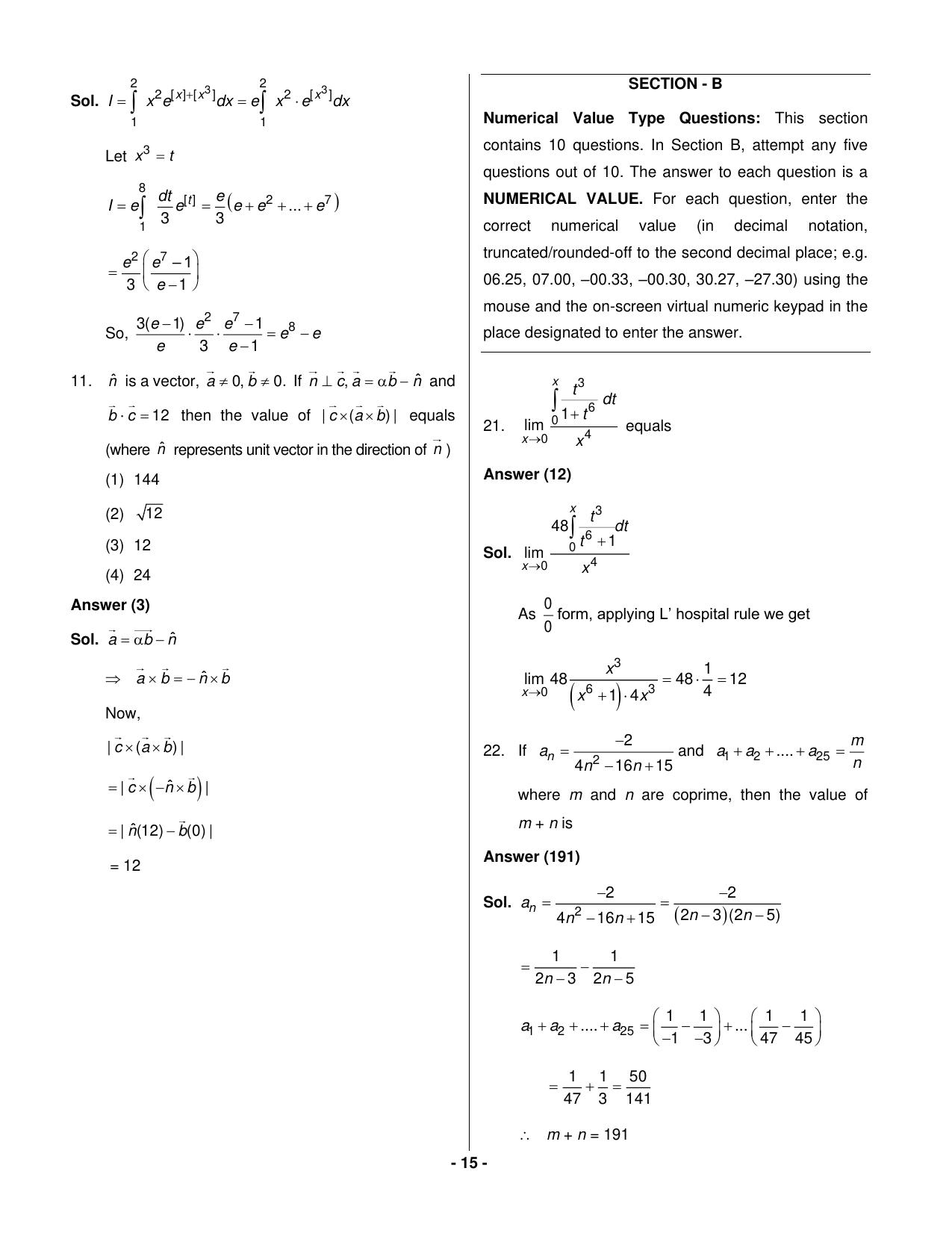 JEE Mains 2023: 30th January 2023 Shift-1 (Morning) Question Paper With Solution (January, Session-1) - Page 14