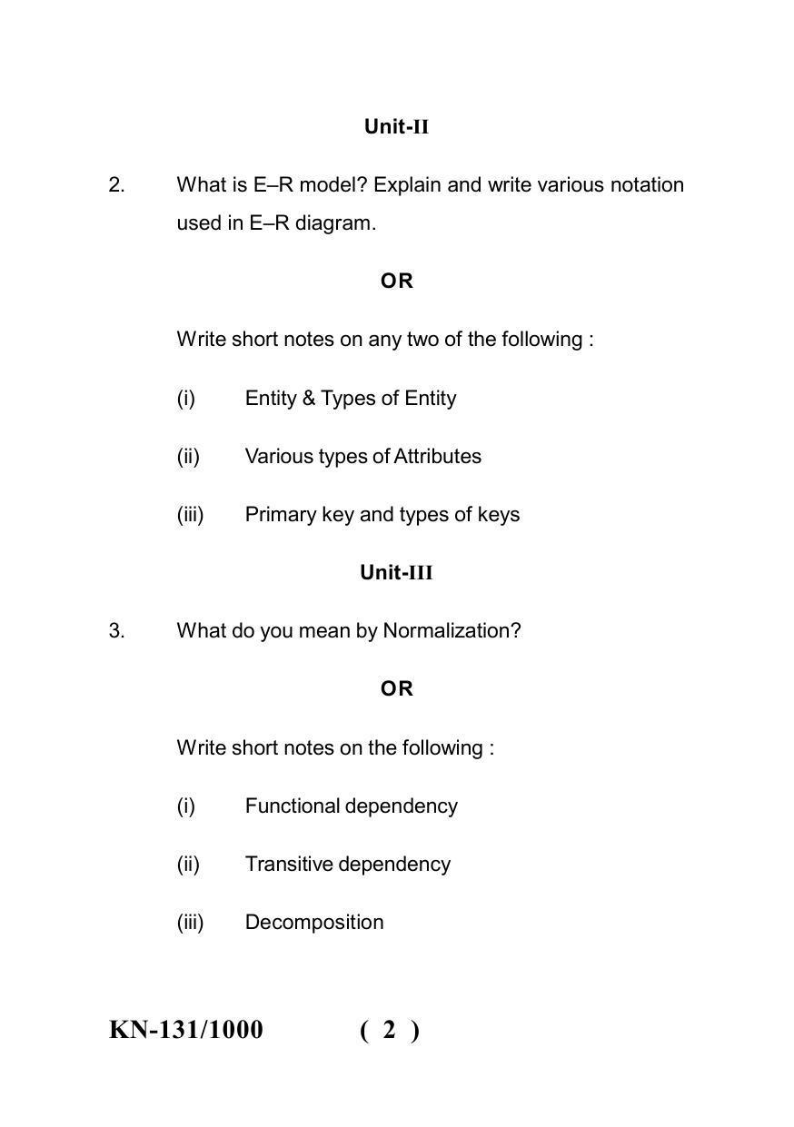 Sarguja University Question Paper - 2022 : B.A. Part Three (10+2+3) 3 Y DC Computer Applications Paper II - Page 2