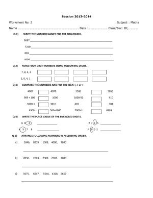 Worksheet for Class 3 Mathematics Assignment 7