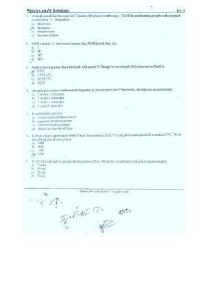 COMEDK UGET 2016 Physics Question Paper