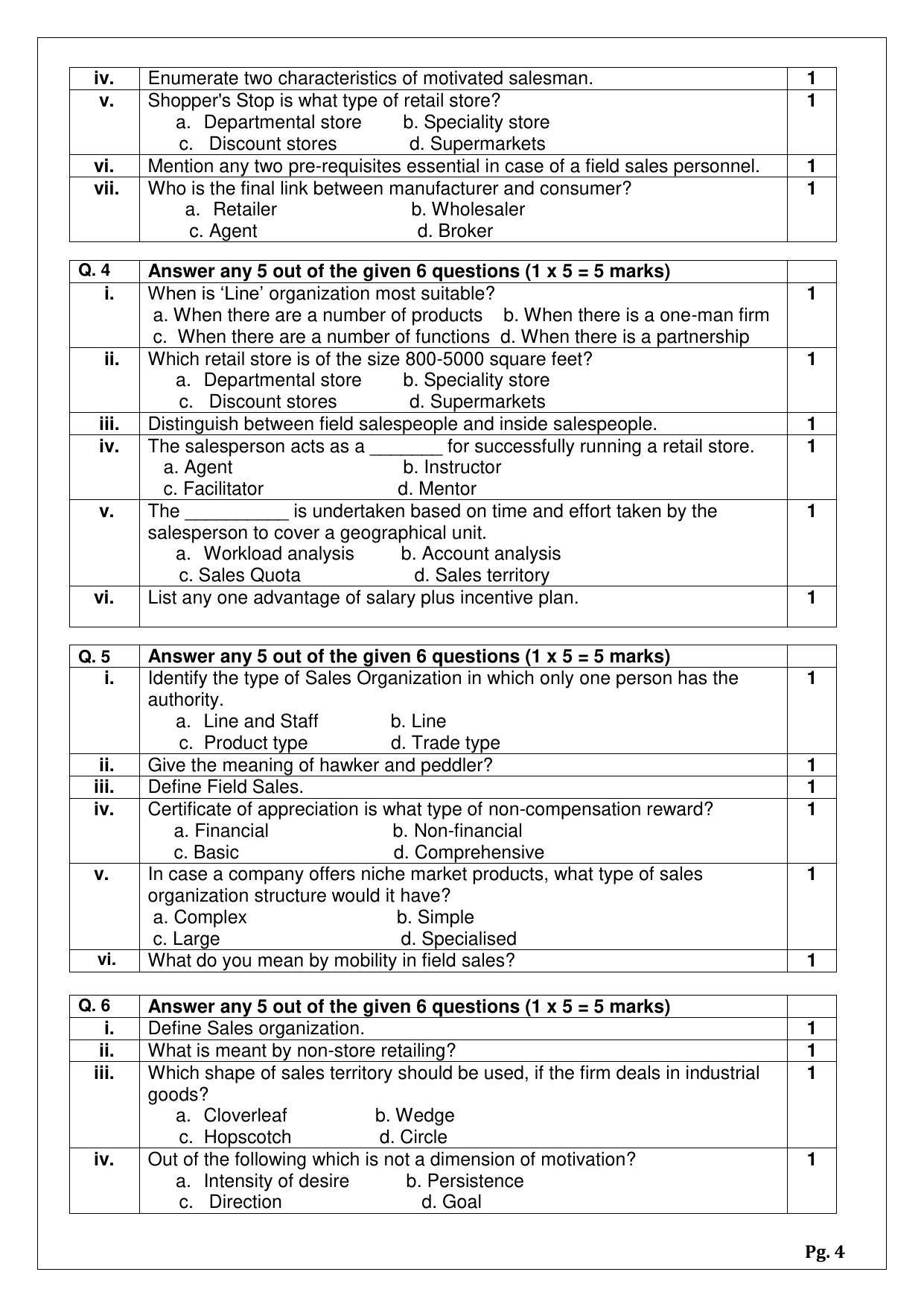 CBSE Class 12 Salesmanship (Skill Education) Sample Papers 2023 - Page 4
