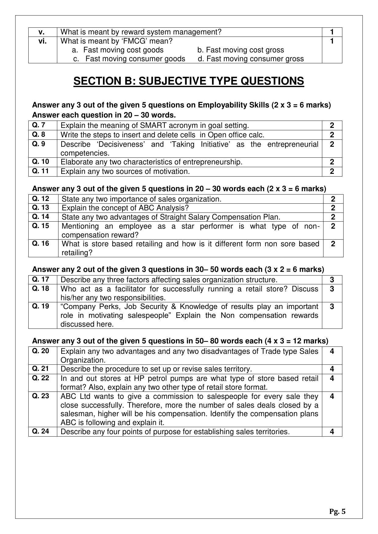 CBSE Class 12 Salesmanship (Skill Education) Sample Papers 2023 - Page 5