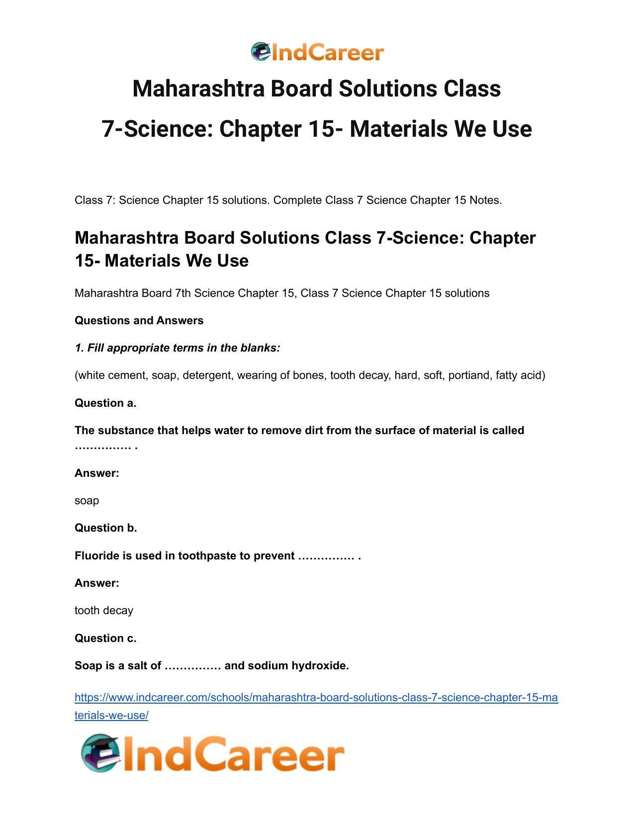 Maharashtra Board Solutions Class 7-Science: Chapter 15- Materials We Use - Page 2
