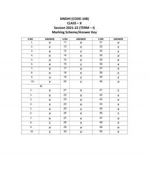 CBSE Class 10 Sindhi Marking Scheme and Solutions 2021-22