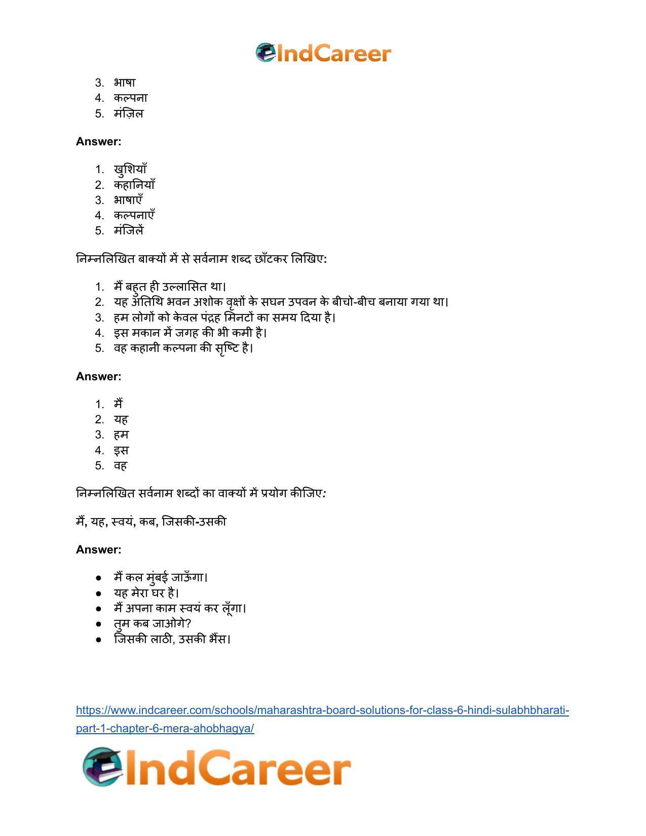 Maharashtra Board Solutions for Class 6- Hindi Sulabhbharati (Part 1): Chapter 6- मेरा अहोभाग्य - Page 17