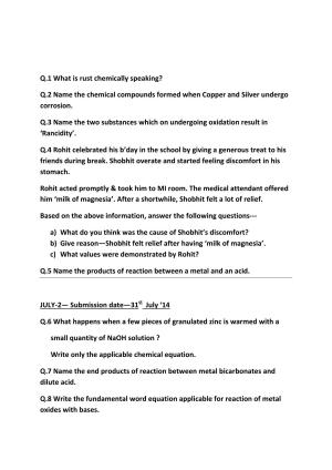 CBSE Worksheets for Class 10 Chemistry Assignment 2