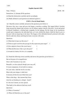MP Board Class 12 English Special 2018 Question Paper