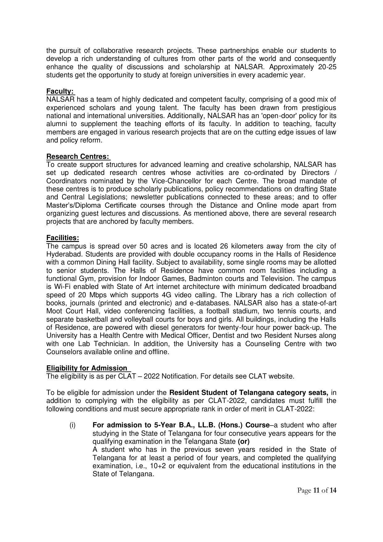 CLAT 2022 Information Brochure - Page 11
