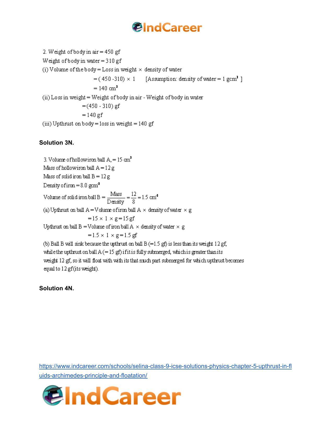 Selina Class 9 ICSE Solutions Physics : Chapter 5- Upthrust in Fluids, Archimedes' Principle and Floatation - Page 12