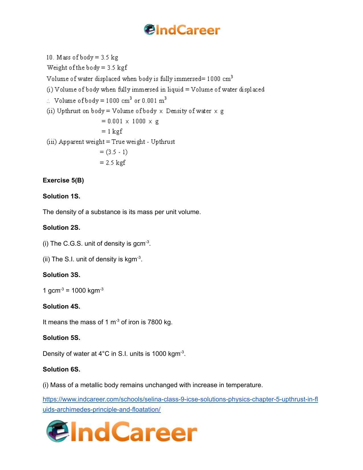 Selina Class 9 ICSE Solutions Physics : Chapter 5- Upthrust in Fluids, Archimedes' Principle and Floatation - Page 16